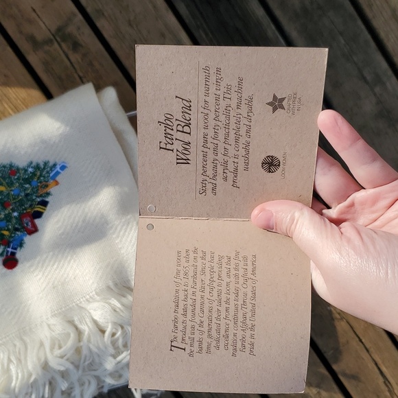 Vintage 80s Faribault Woolen Mills Embroidered Christmas Tree Wool Blanket - Picture 5 of 11